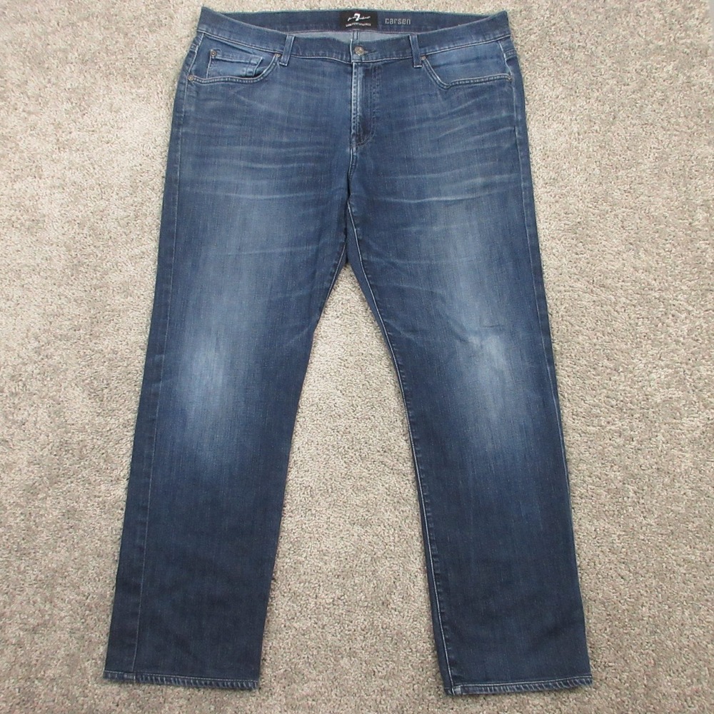 7 For All Mankind Jeans Mens 38x29 Blue Carsen Relaxed Straight Fade Denim Pants